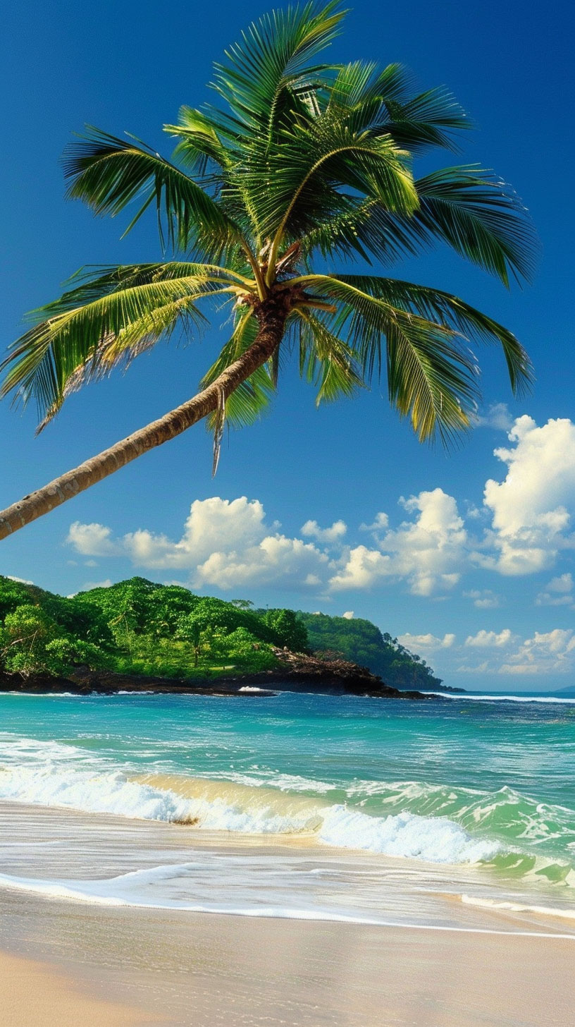 Tropical Beach Paradise AI Wallpaper