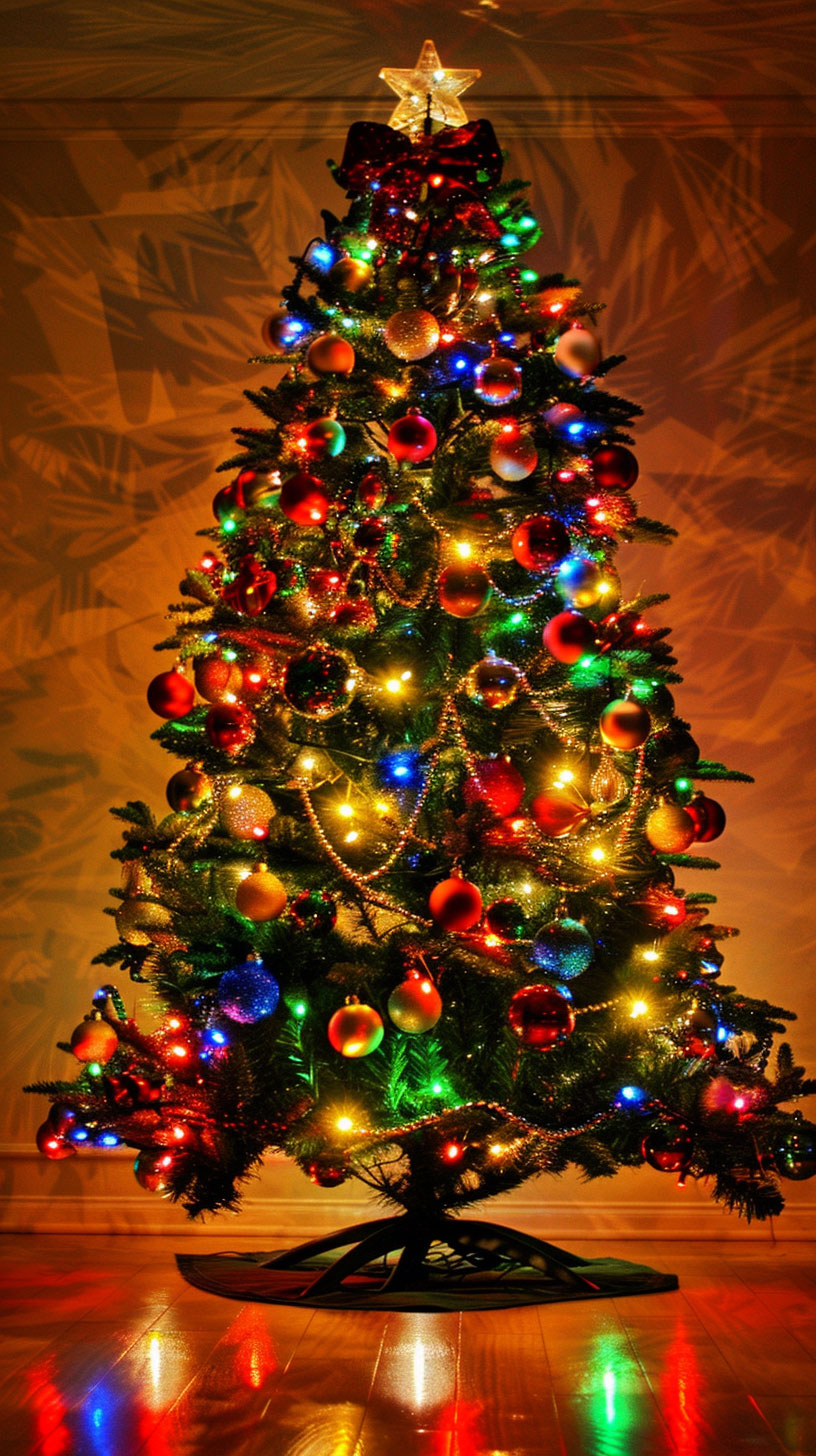 Enchanting Christmas Tree Lights Background for iPhone