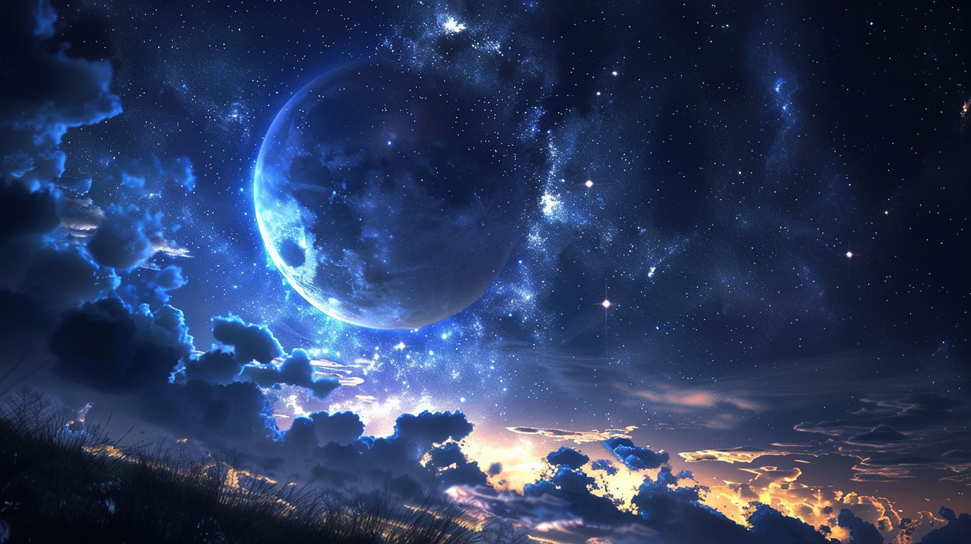 Beautiful Night Sky AI Wallpaper for Desktop Bliss