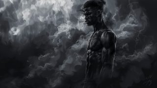 Black Boxer Silhouette: High-Resolution Desktop Wallpaper