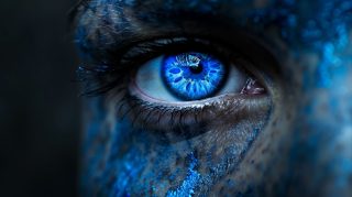 Blue Evil Eye AI: Serene Desktop Wallpaper