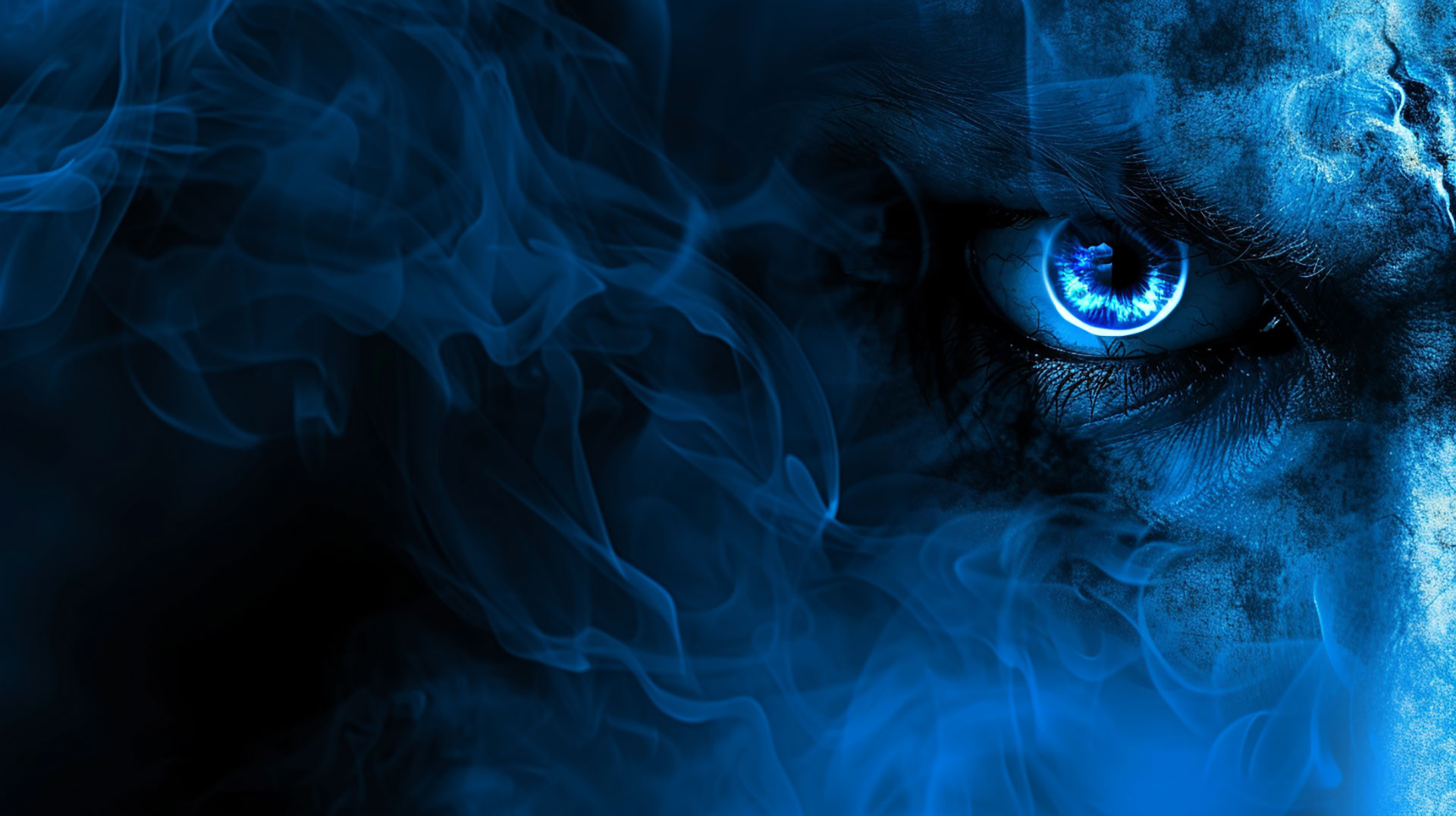 Elegant Blue Evil Eye AI Desktop Background