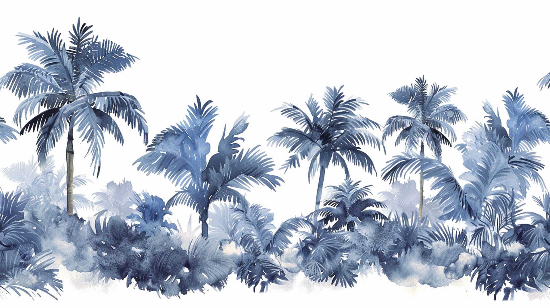 Oceanic Blue Palm Tree Digital Wallpaper