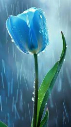 Ultra HD Blue Tulip AI Mobile Background