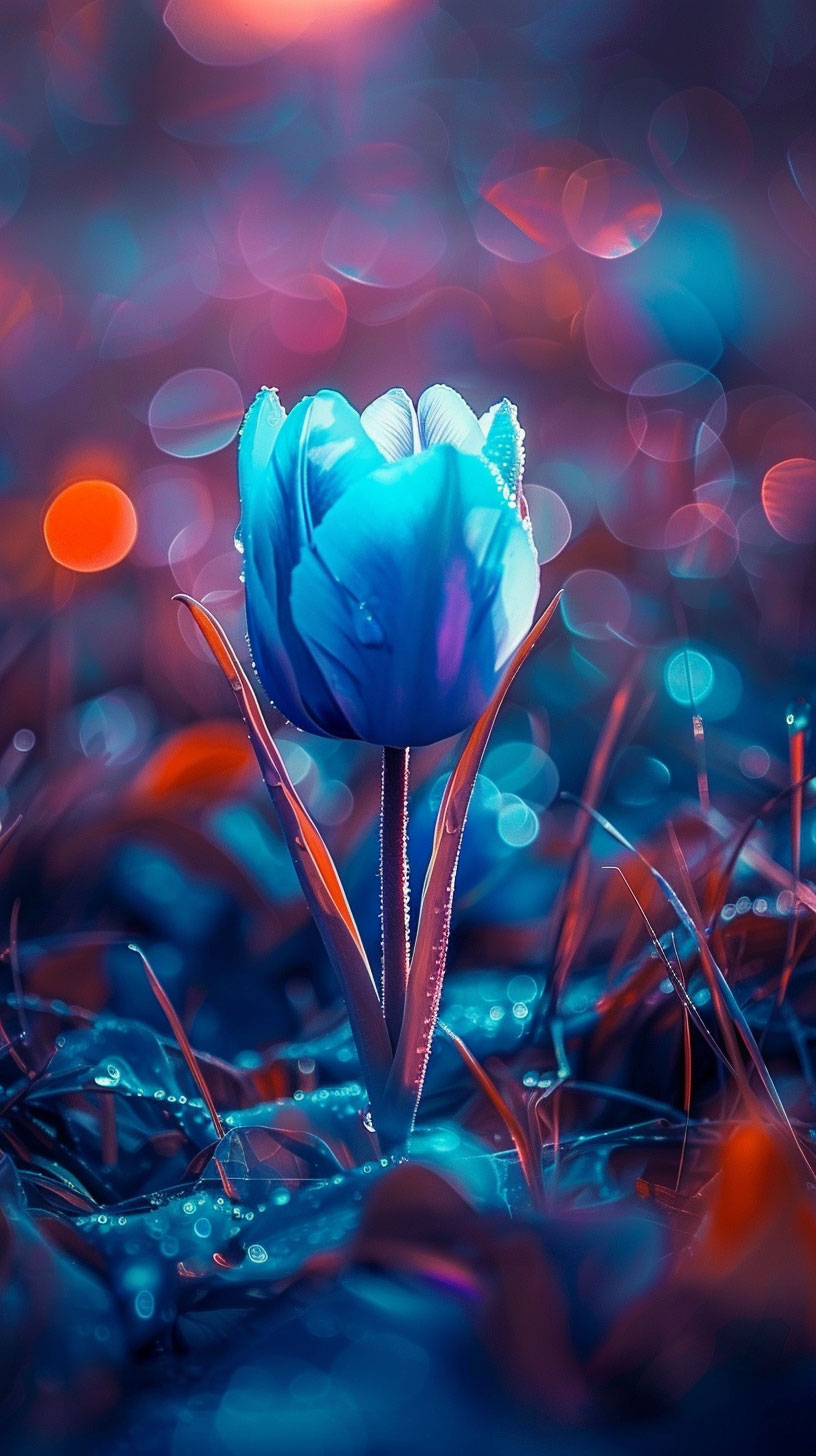 Free Download: AI Blue Tulip Mobile Wallpaper