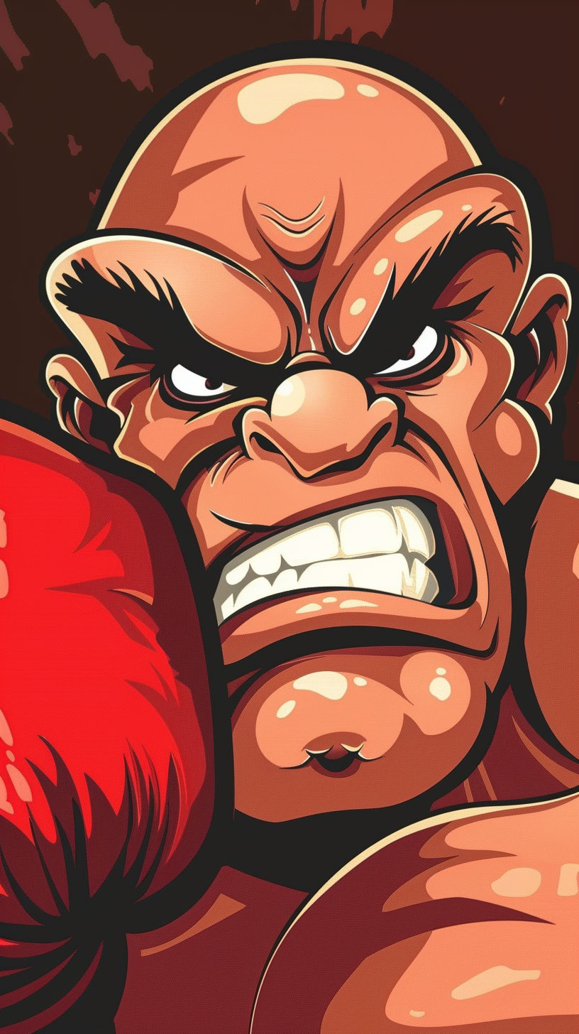 Dynamic Boxing Cartoon Scene: Mobile Screen Background