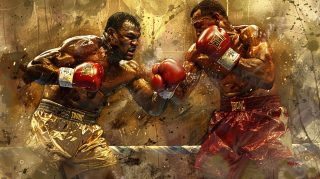 Boxing AI Image: Powerful Punches Desktop Wallpaper