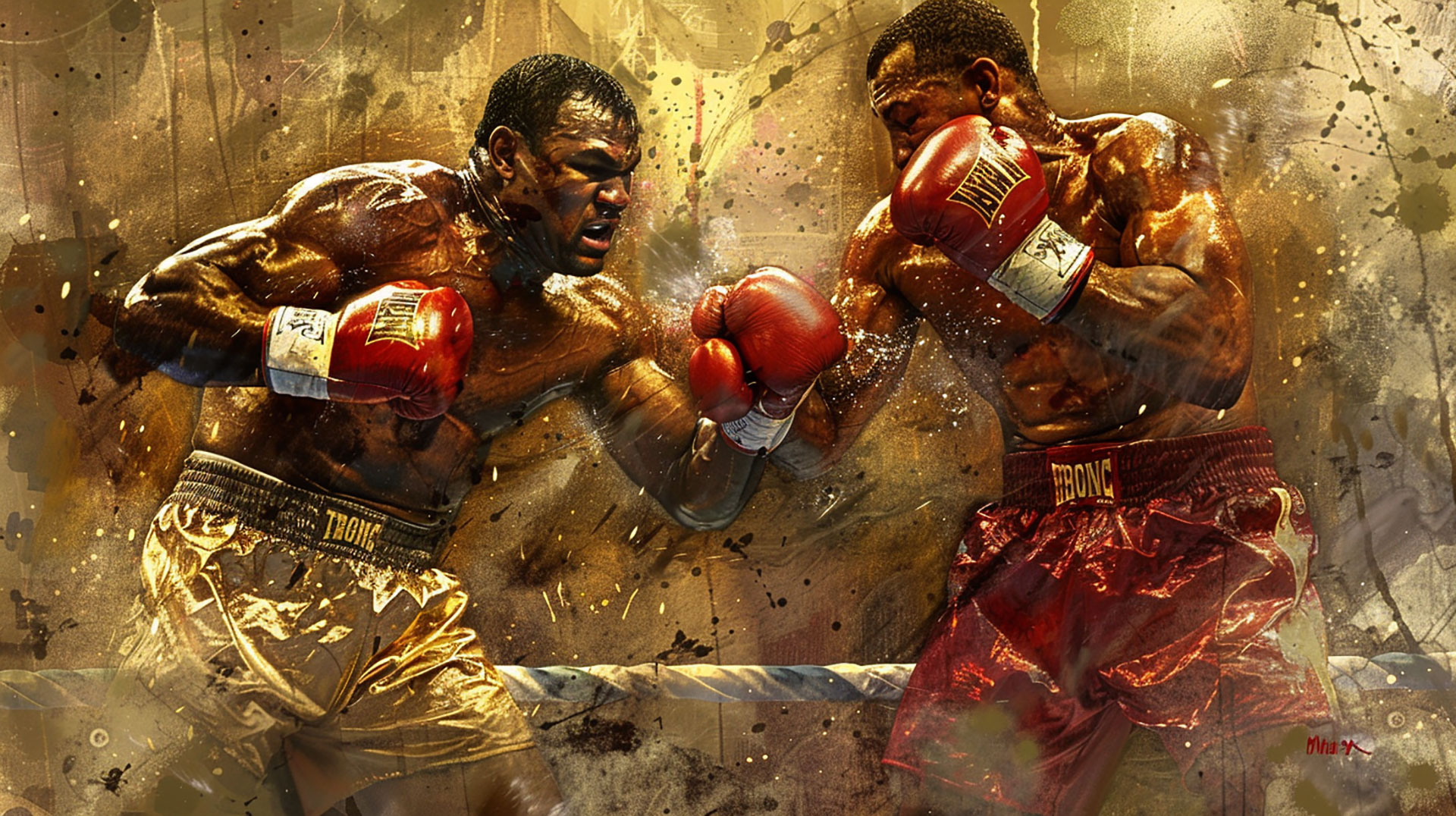 Boxing AI Image: Powerful Punches Desktop Wallpaper