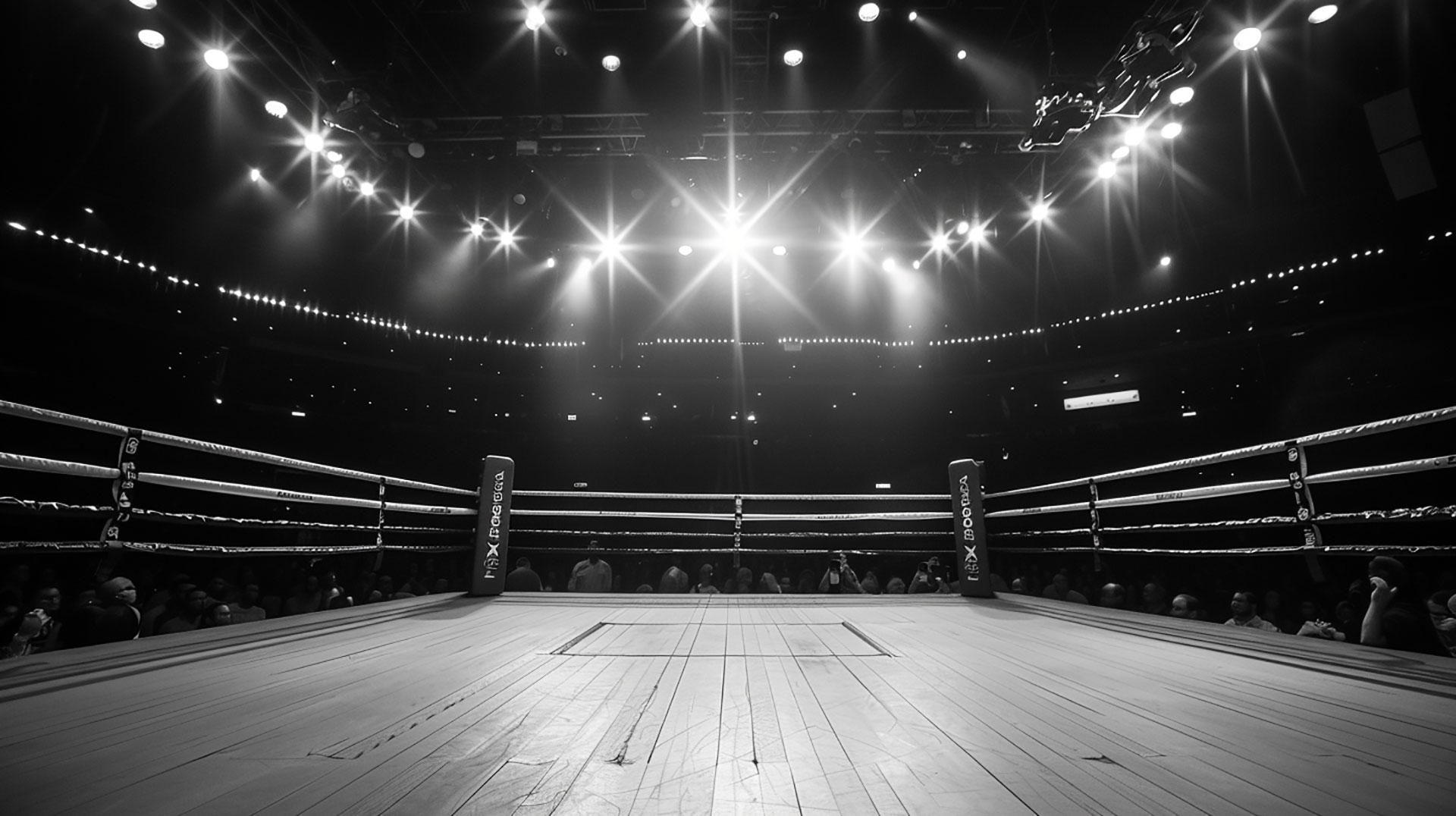 Boxing Ring Silhouette: High-Resolution Desktop Wallpaper