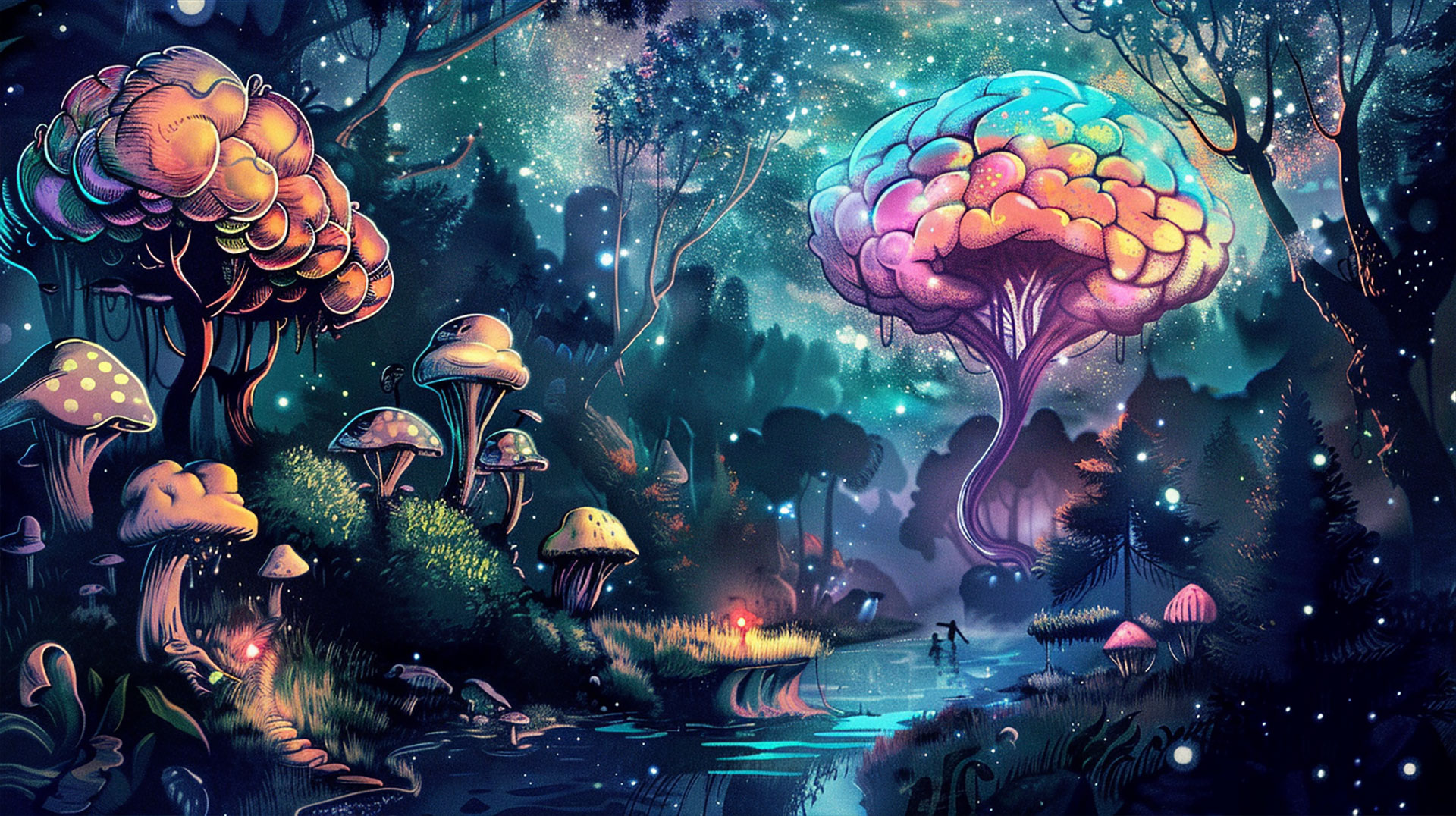 Colorful Brain Art Desktop Wallpaper