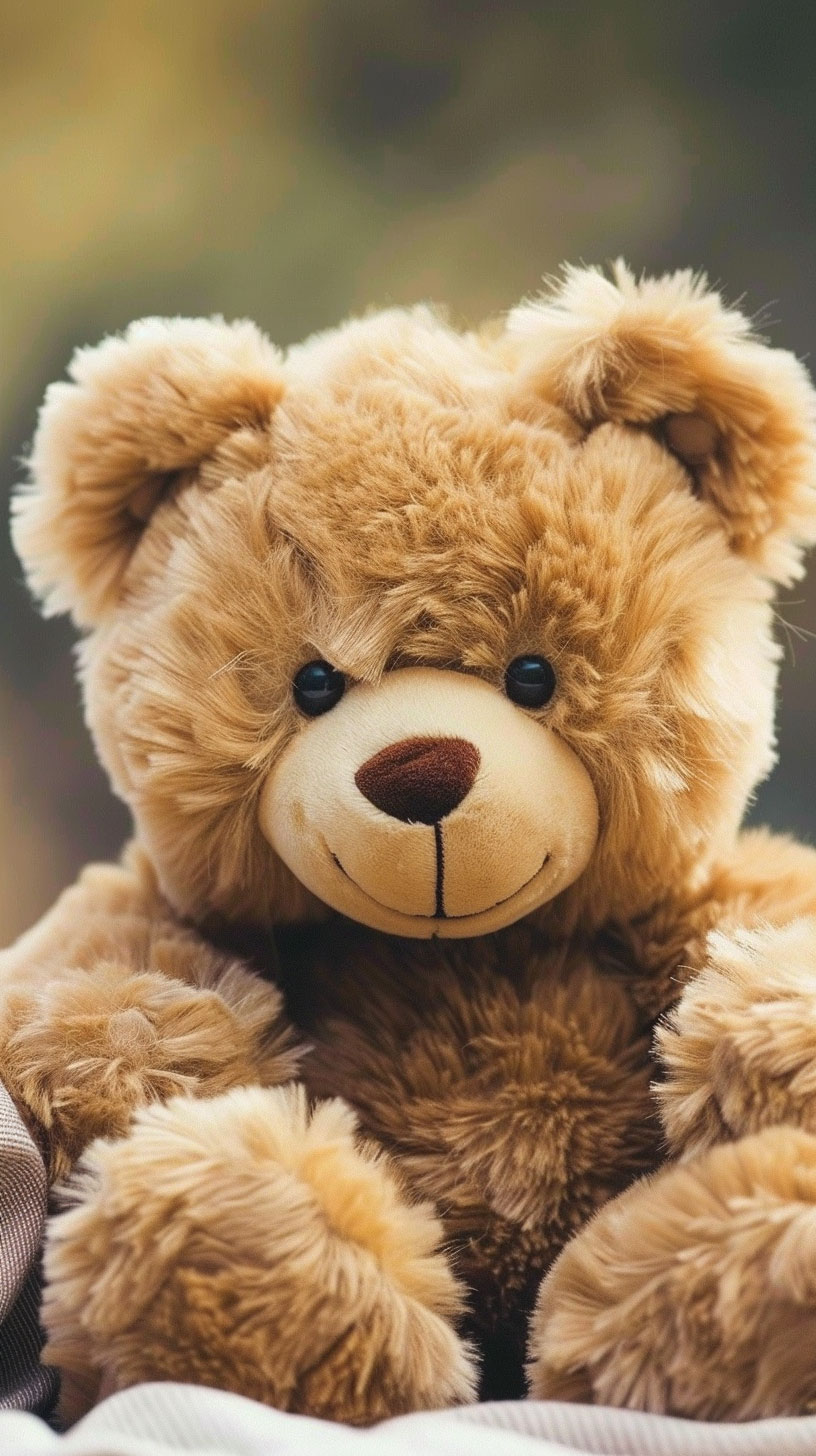 Adorable Brown Teddy Bear AI Wallpaper for Mobile Devices