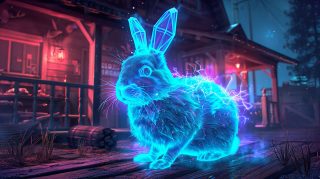 Dynamic Bunny AI Image: Vibrant Desktop Wallpaper