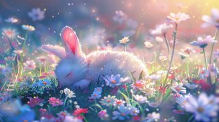 Digital Bunny Rabbit AI Image: Adorable Desktop Wallpaper