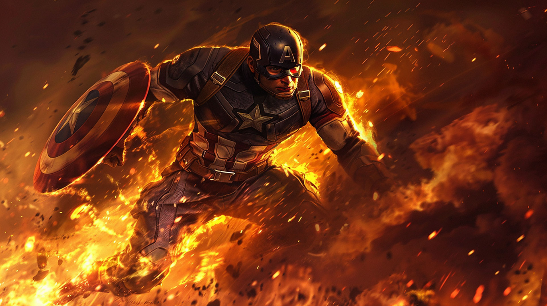 Captain America Comic Book AI Desktop Wallpaper