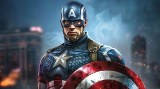 Stunning Captain America AI Desktop Background