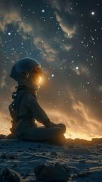 Cartoon Astronaut in Space Suit HD Wallpaper