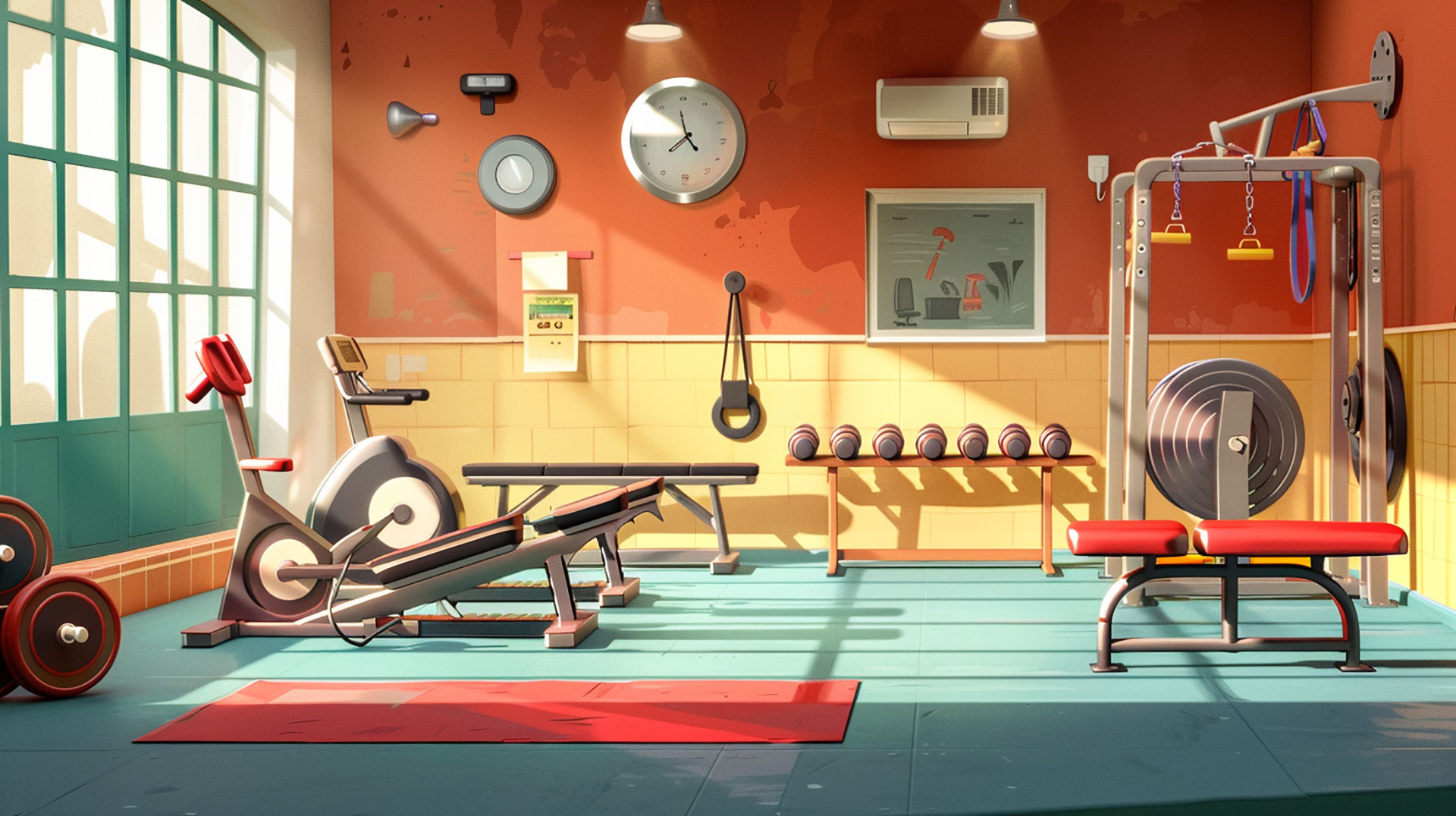 Cartoon Gym AI Wallpaper for Fun Workouts