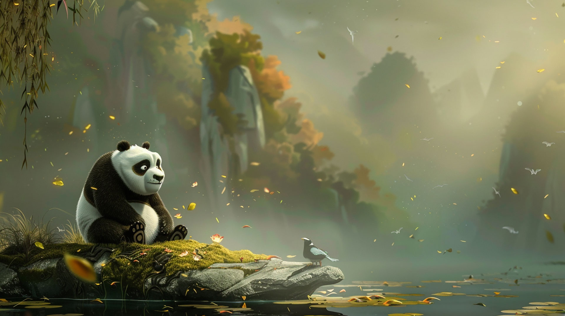 Playful Cartoon Panda AI Image for Desktop