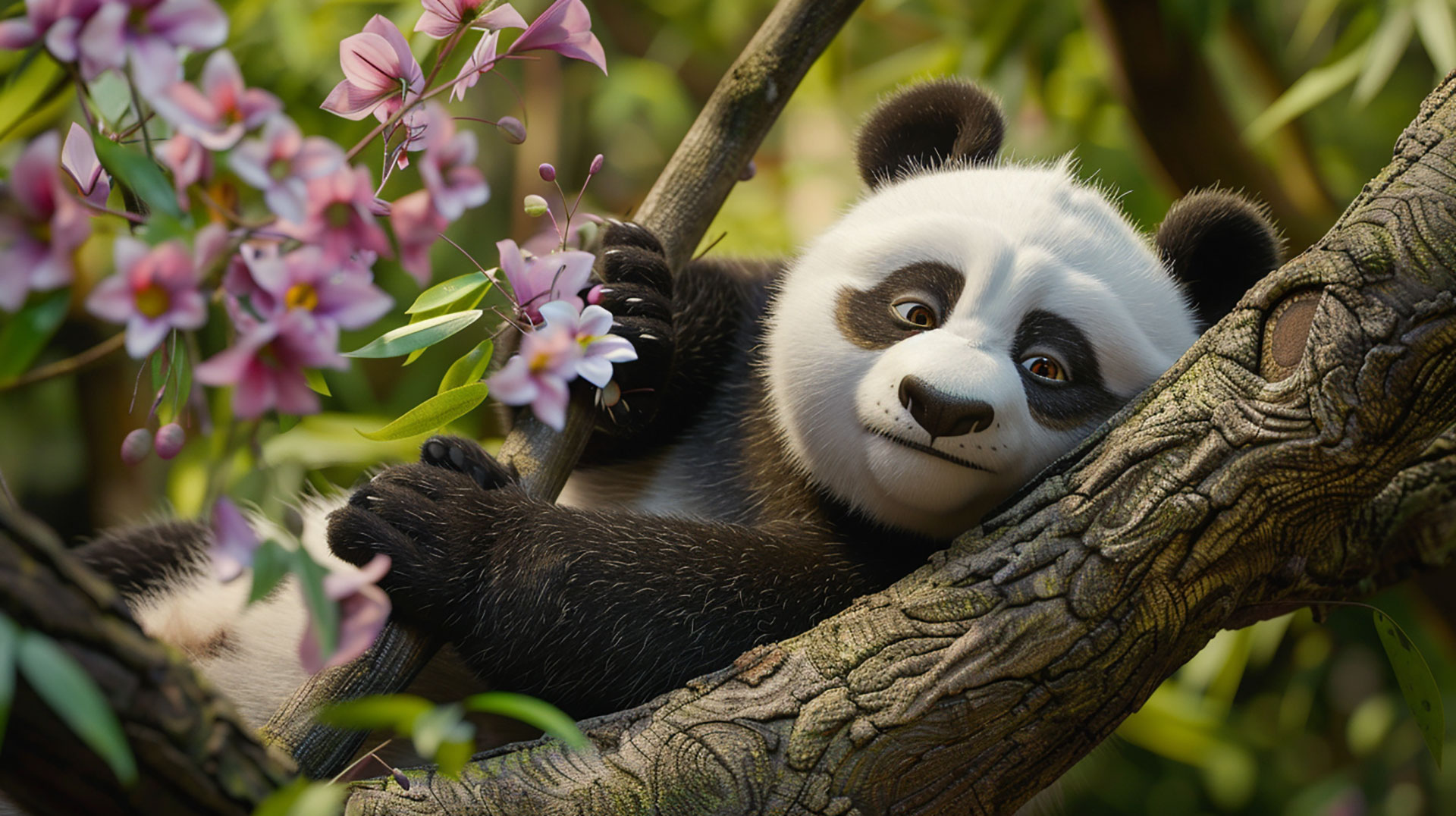 Cute Cartoon Panda Desktop Background