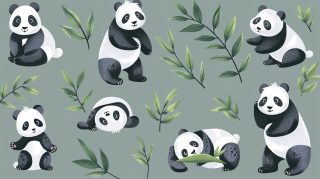 Charming Cartoon Panda Desktop Background