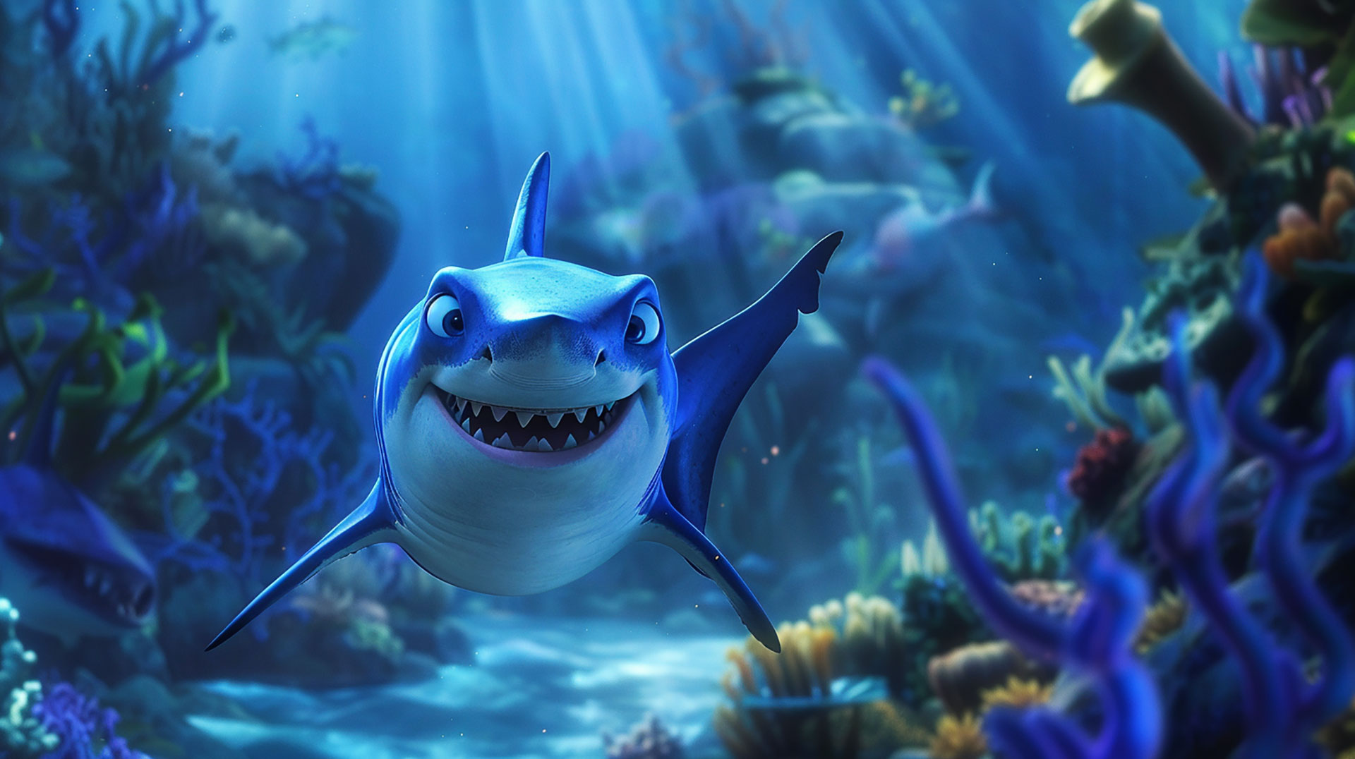 Cartoonish Shark AI Wallpaper