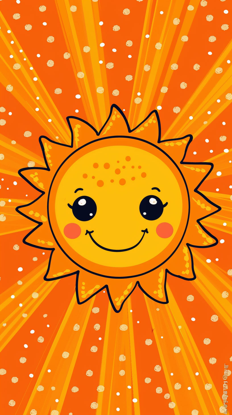 Free Download: AI Cartoon Sun Mobile Wallpaper