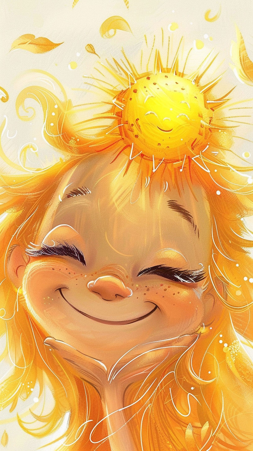 Ultra HD Cartoon Sun AI Mobile Background