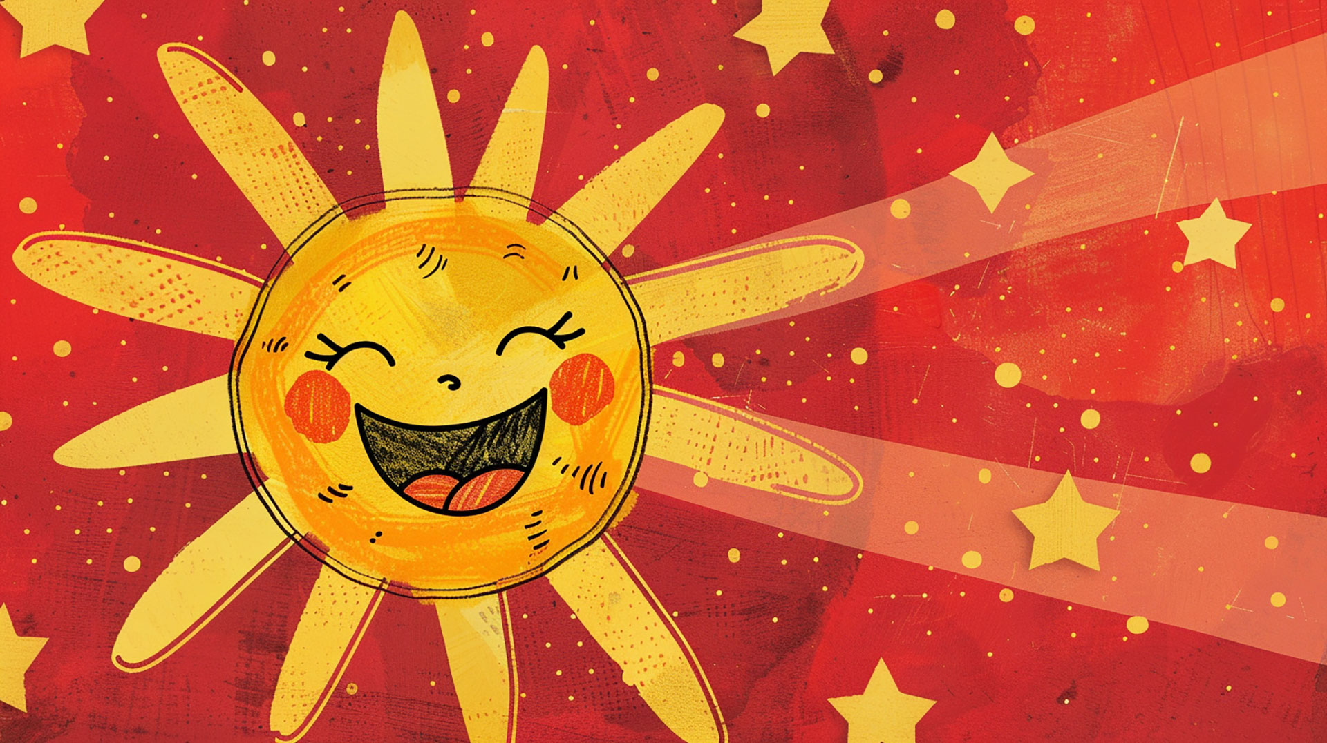 High-Resolution Cartoonish Sun AI Wallpaper 1920x1080