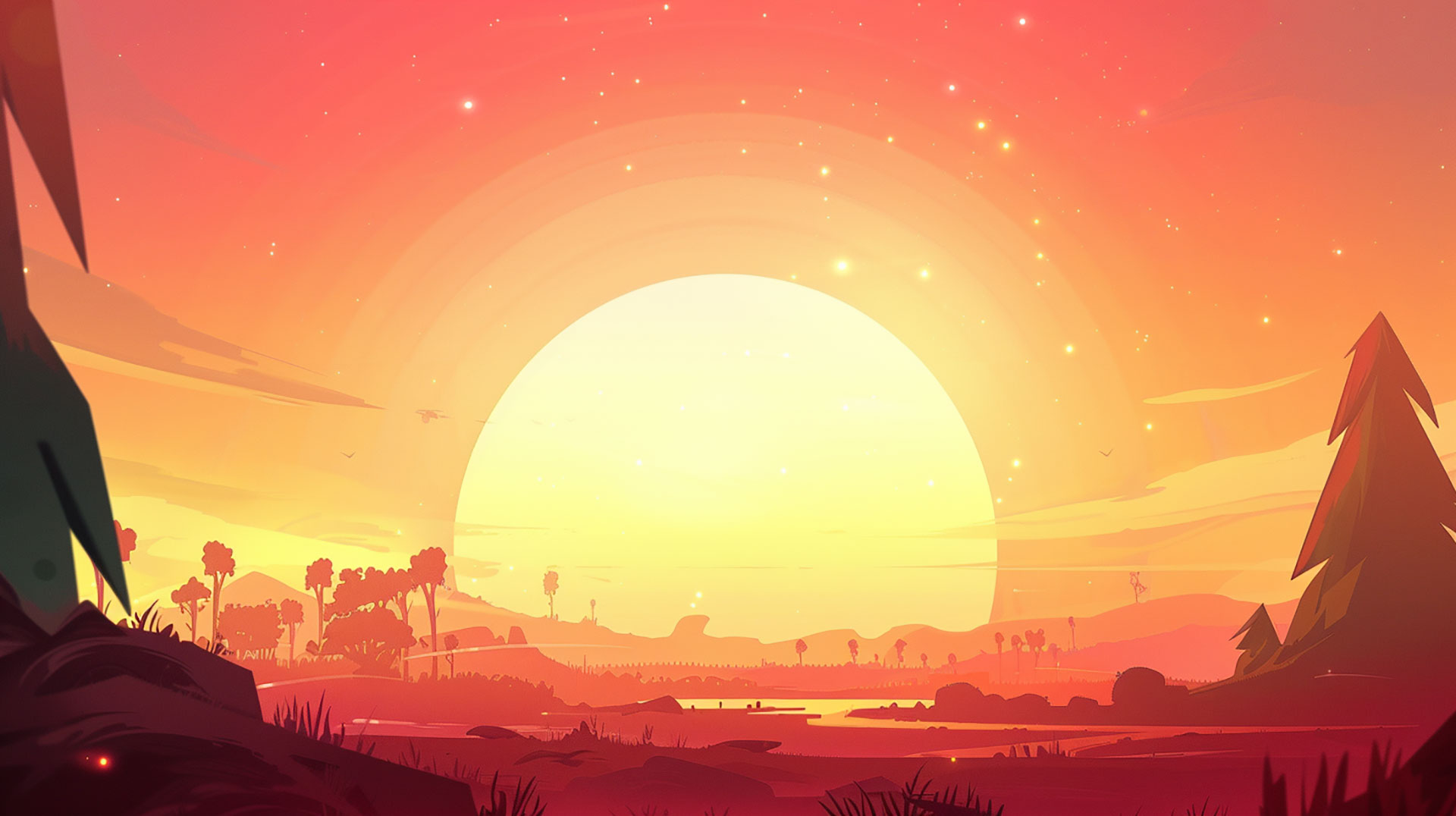 Free Download: AI Cartoonish Sun Desktop Wallpaper