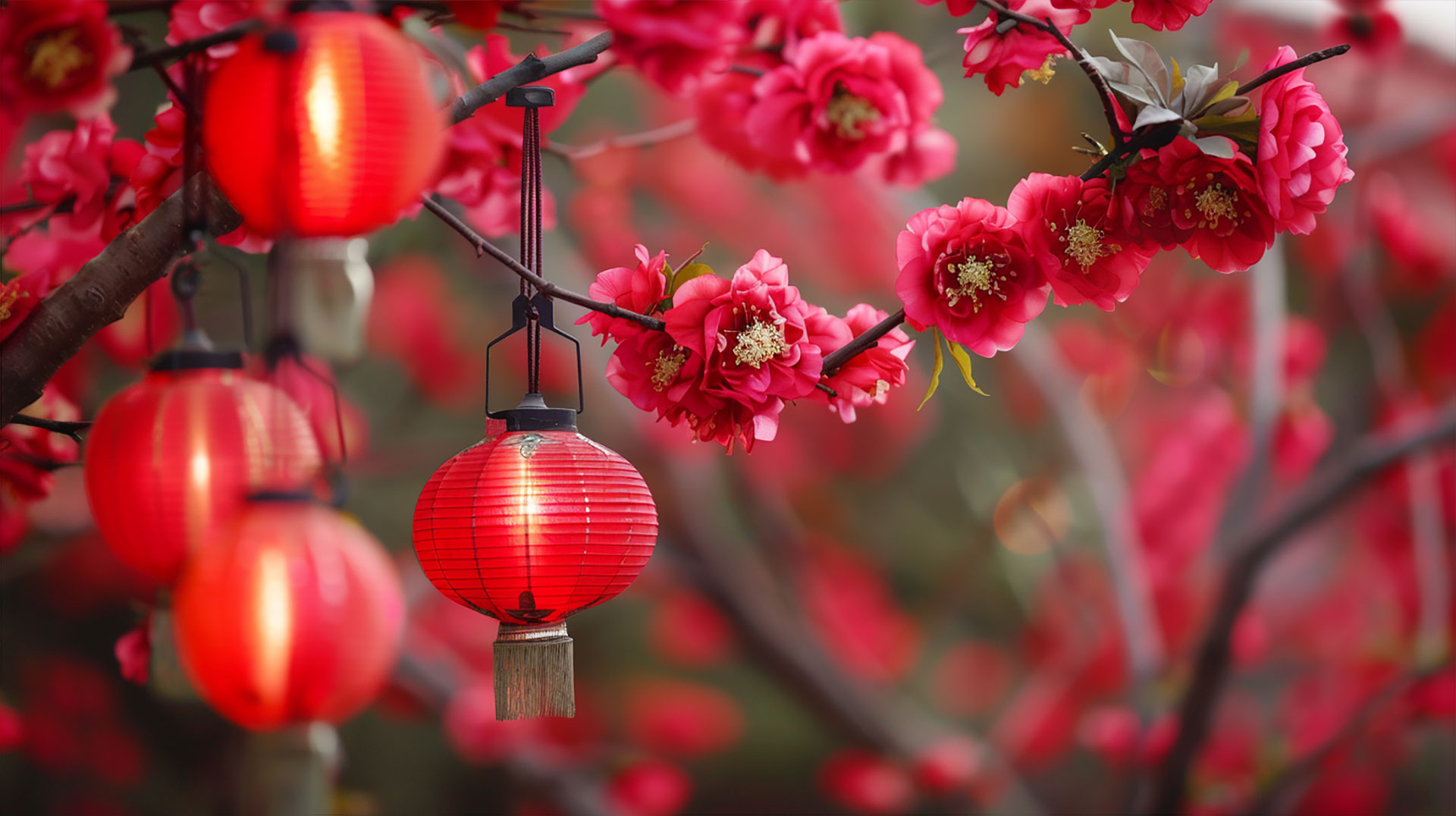 Cherry Blossom Chinese New Year Background