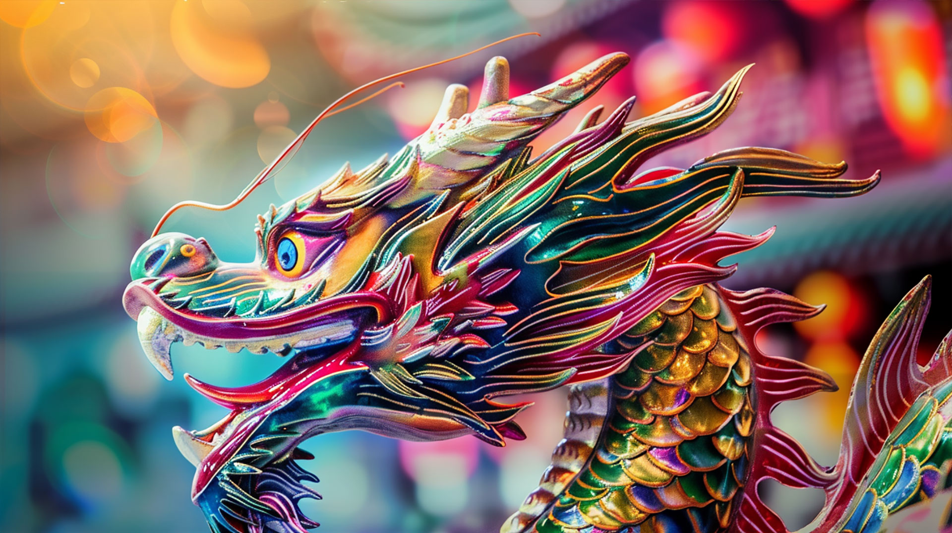 Dragon Lanterns Chinese New Year Wallpaper