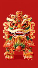 Colorful Lion Dance Mobile Background