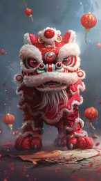 Energetic Lion Dance Mobile Background