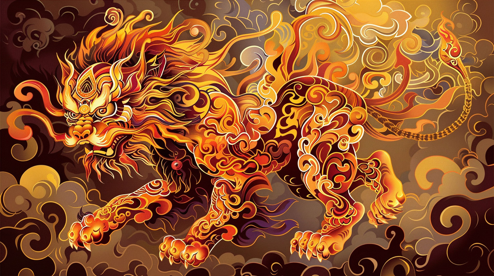 Lunar New Year Lion Dance Desktop Wallpaper