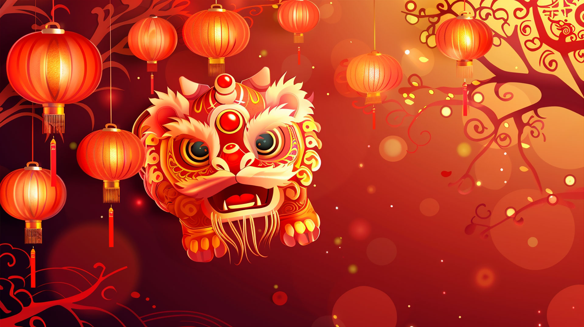 Festive Lion Dance Desktop Wallpaper