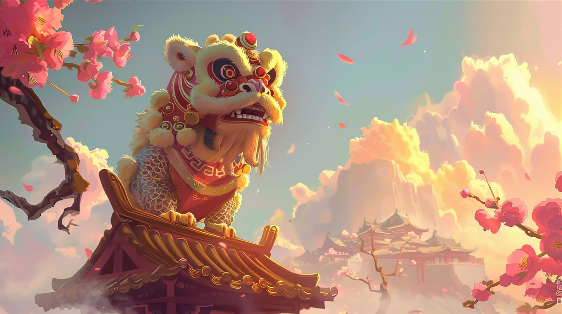 Traditional Lion Dance Desktop Wallpaper