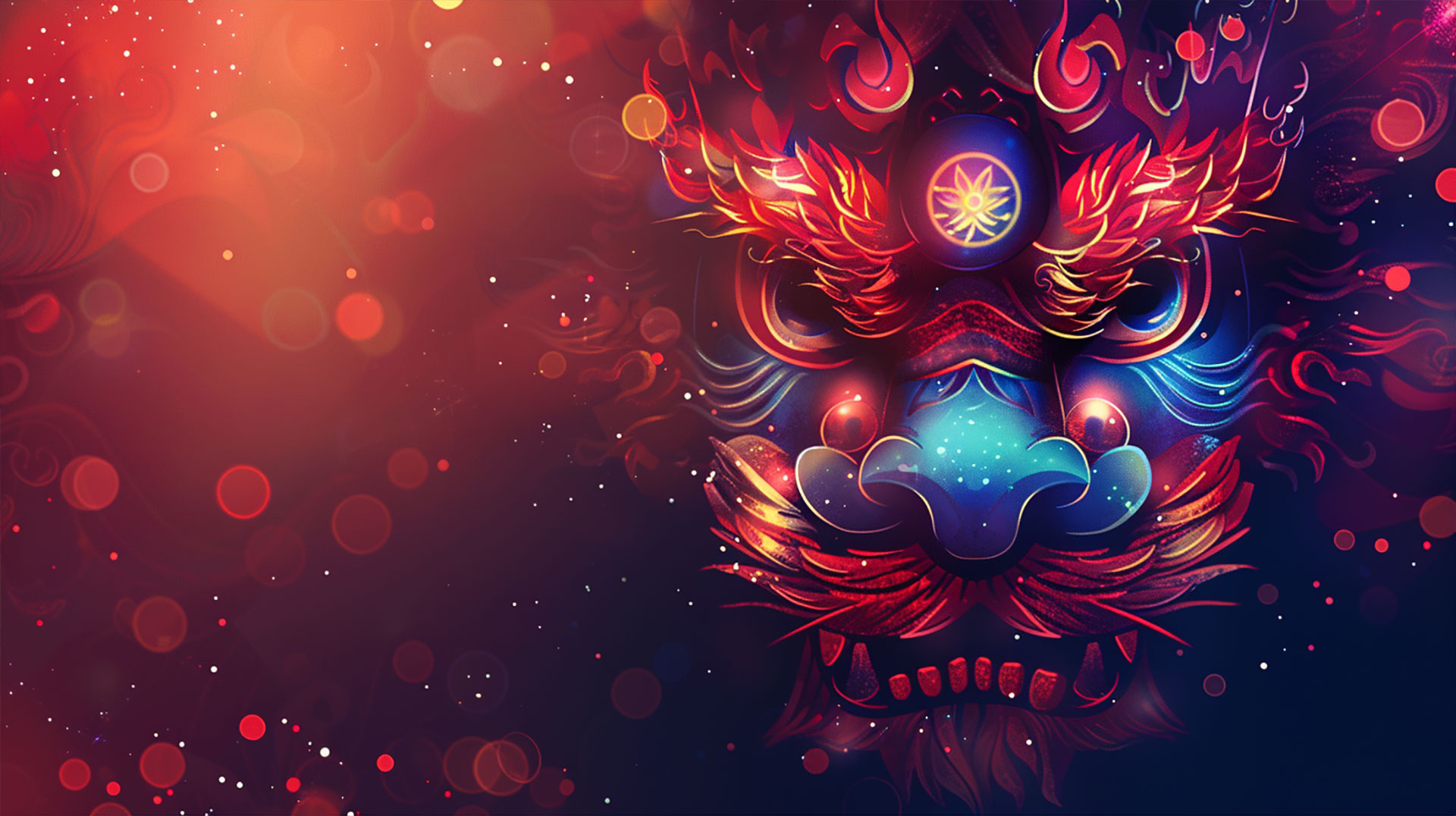 Energetic Lion Dance Desktop Background