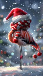 Festive Christmas Flamingo Mobile Wallpaper