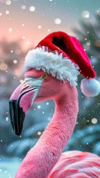 Cheerful Christmas Flamingo Themes for iPhone