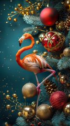 Merry Christmas Flamingo Mobile Background