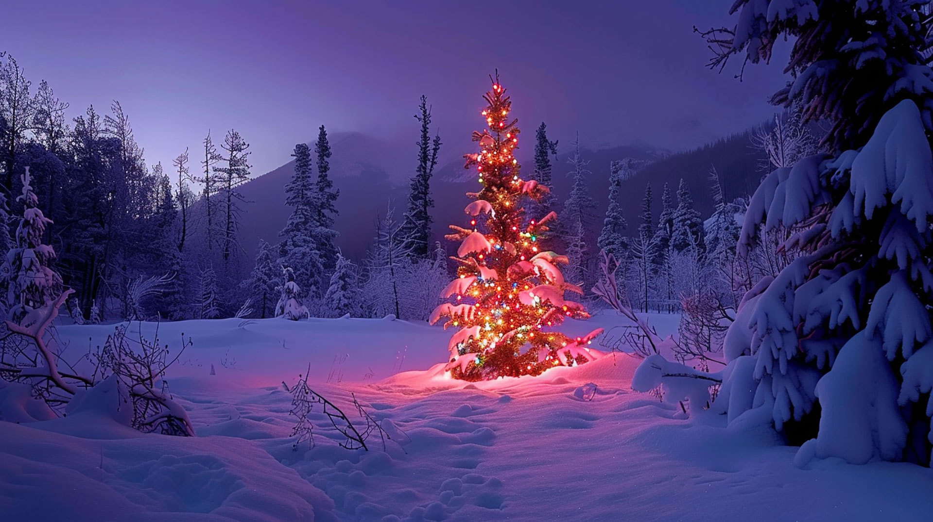 Beautiful Christmas Tree AI 16:9 Wallpaper