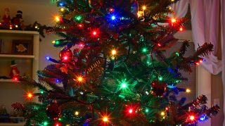 Glittering Christmas Tree Lights AI 4K Background