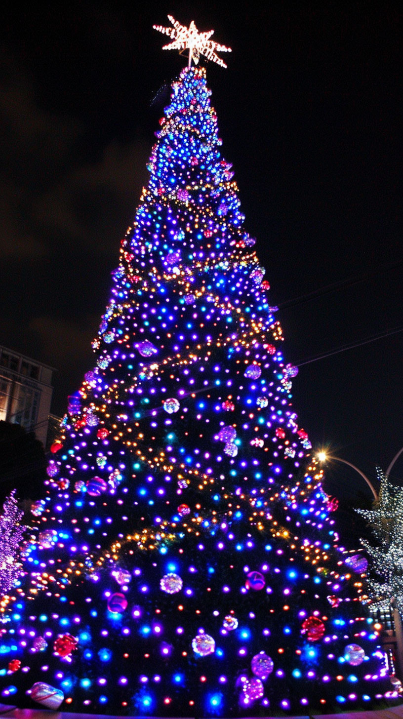 Glowing Christmas Tree Lights iPhone Wallpaper