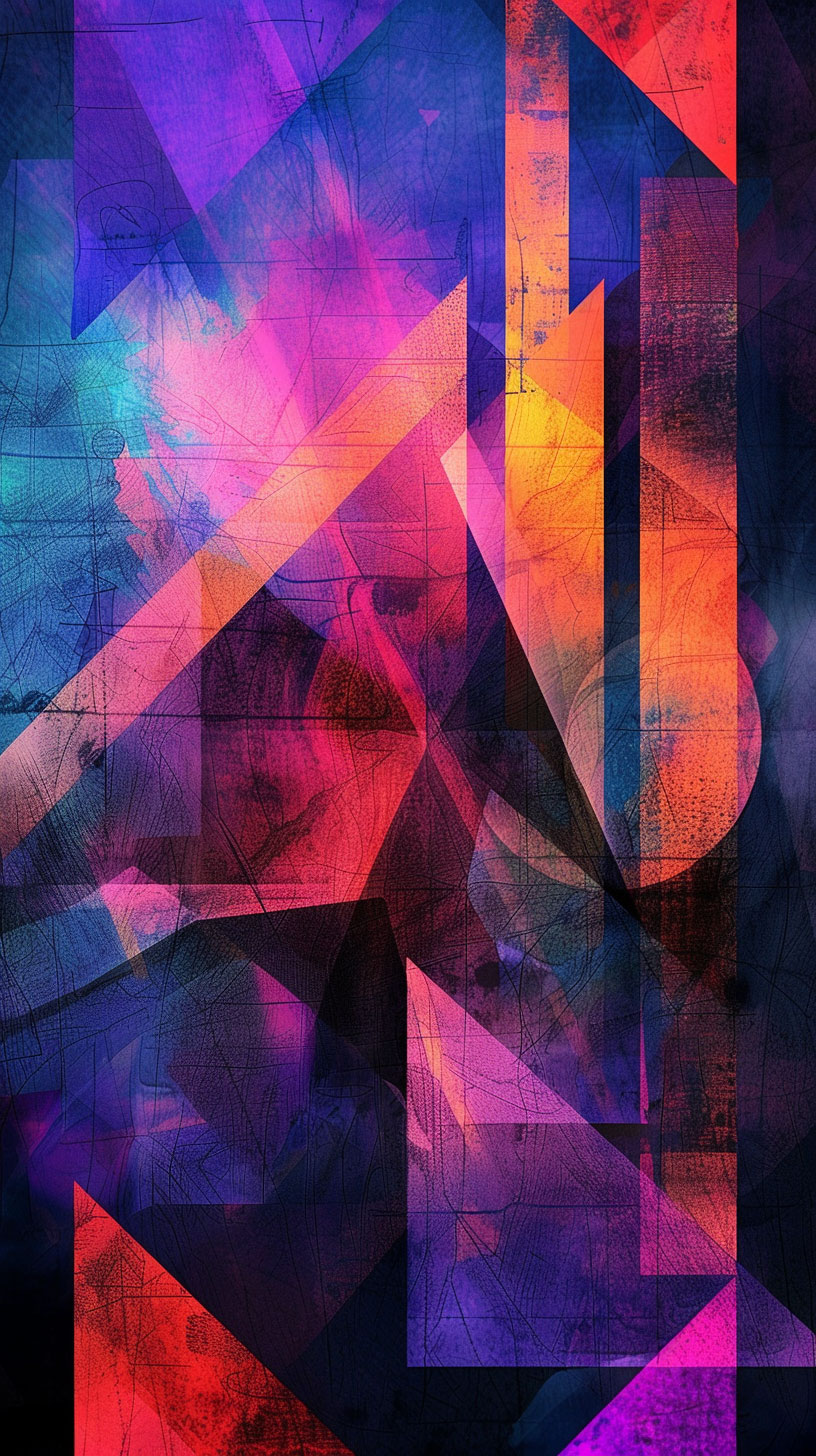 Vivid Colorful Geometric AI Wallpaper for Mobile