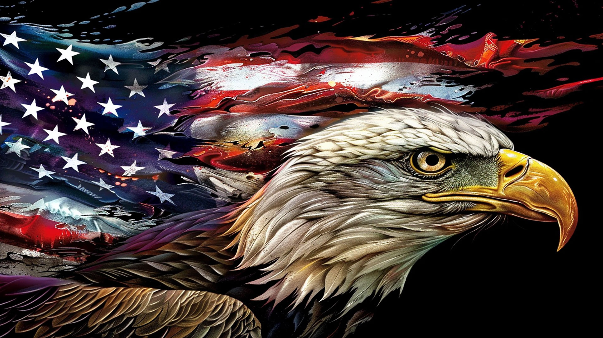 Freedom Wings: Digital Background of Flag Eagle