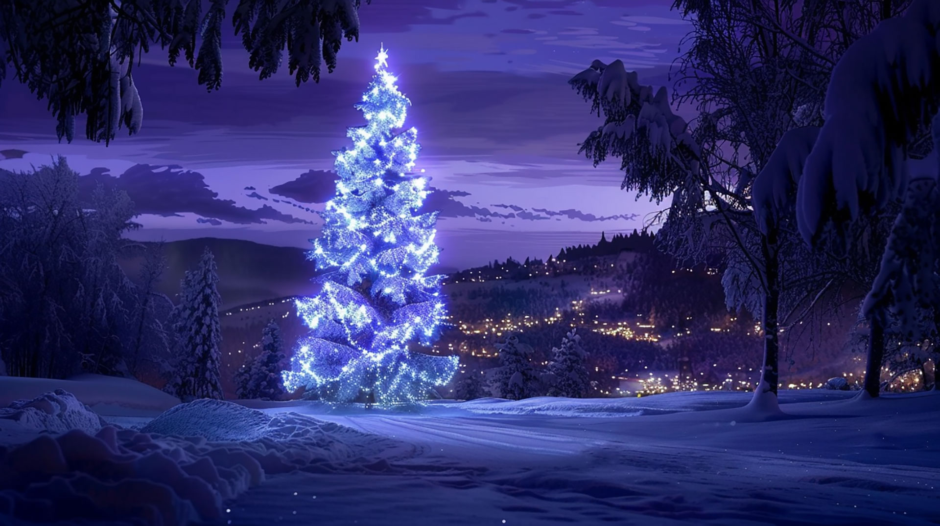 Playful Christmas Tree AI Digital Background