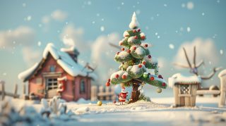 Heartwarming Christmas Tree AI HD Pics