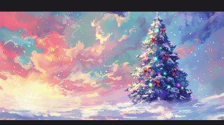 Charming Christmas Tree AI Desktop Background