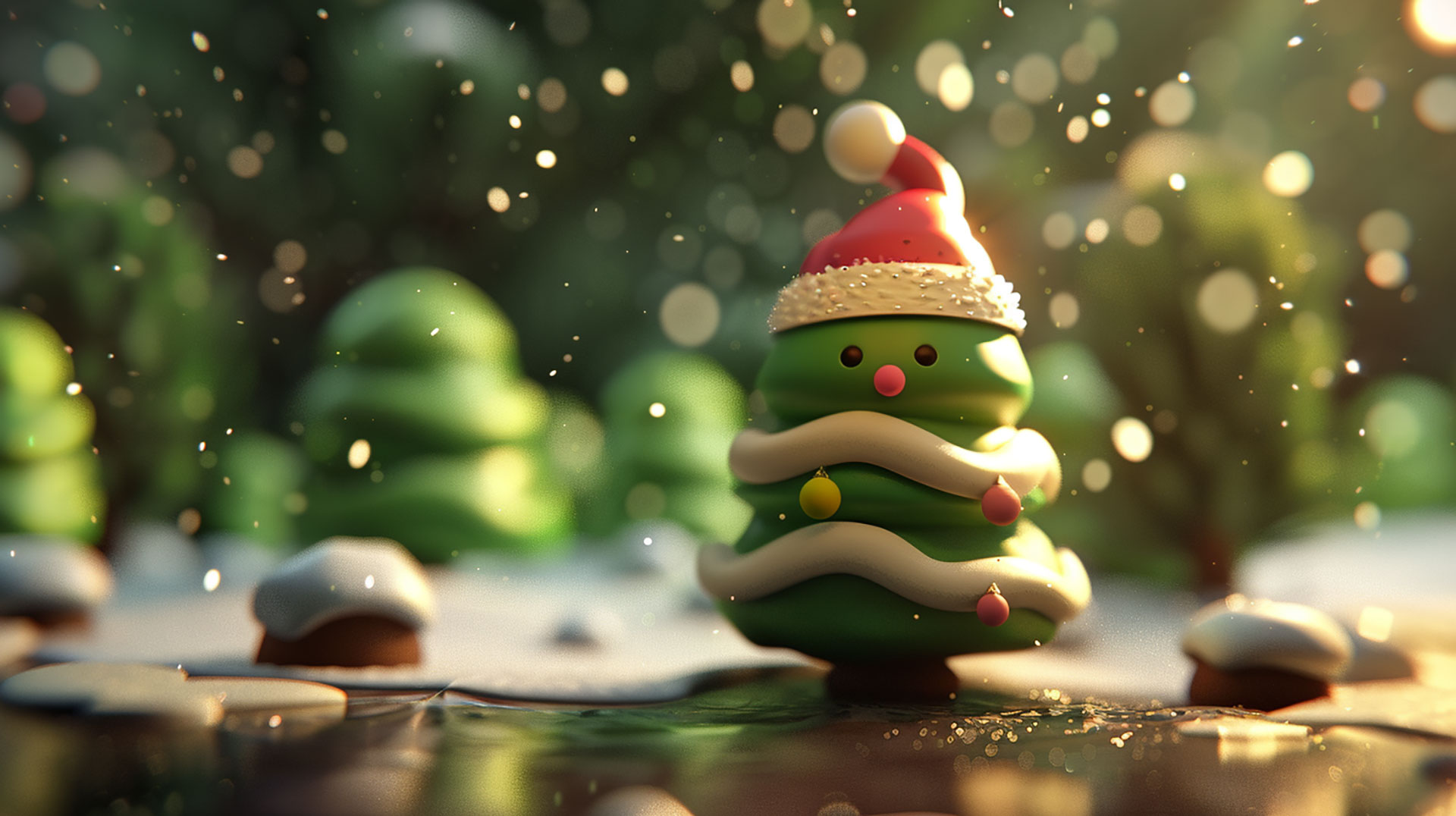 Adorable Christmas Tree AI HD Wallpaper