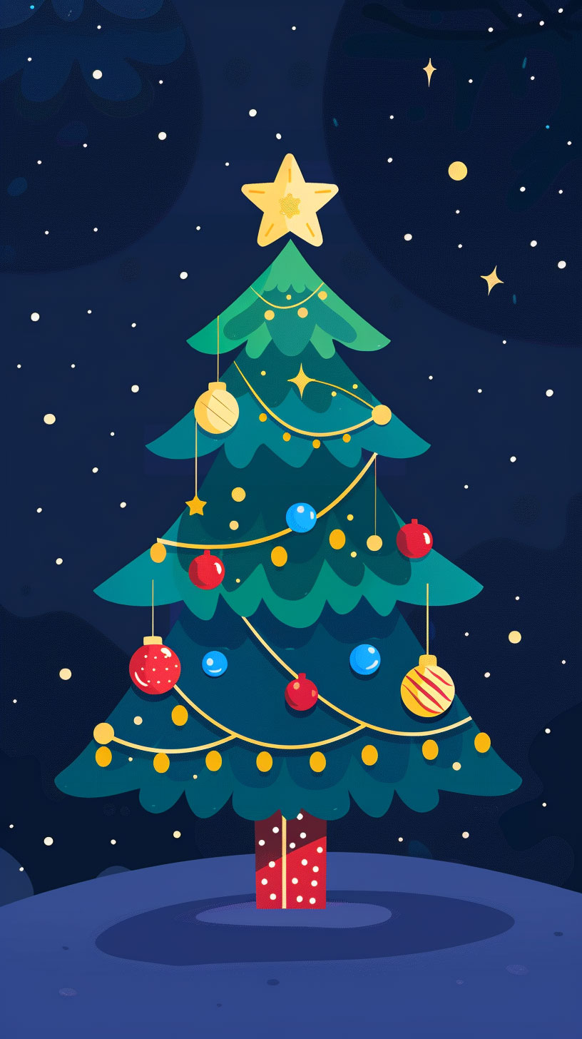 Adorable Cute Christmas Tree Wallpaper for Mobile